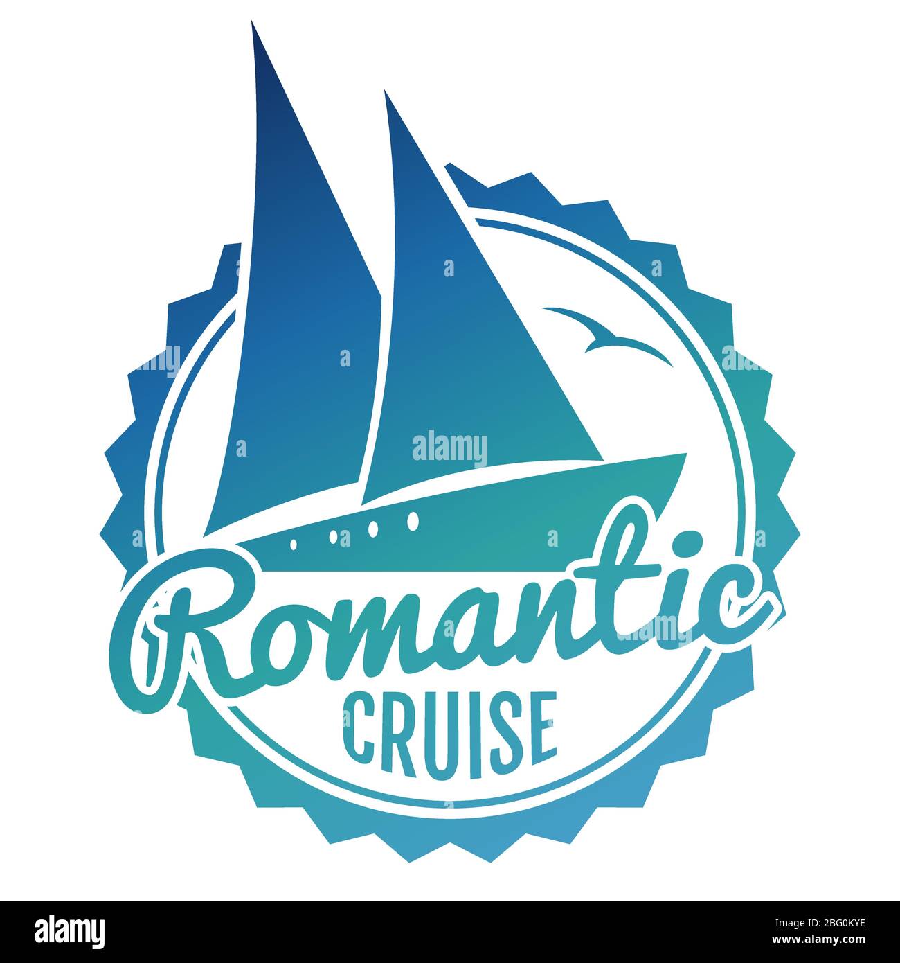 Water Cruise logo design - banner viaggio yacht su sfondo bianco. Illustrazione vettoriale Illustrazione Vettoriale
