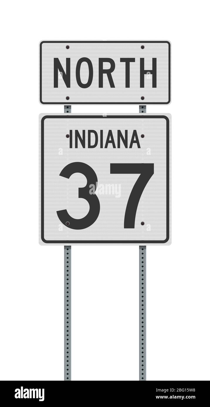 Illustrazione vettoriale del cartello stradale dell'Indiana state Highway su pali metallici Illustrazione Vettoriale