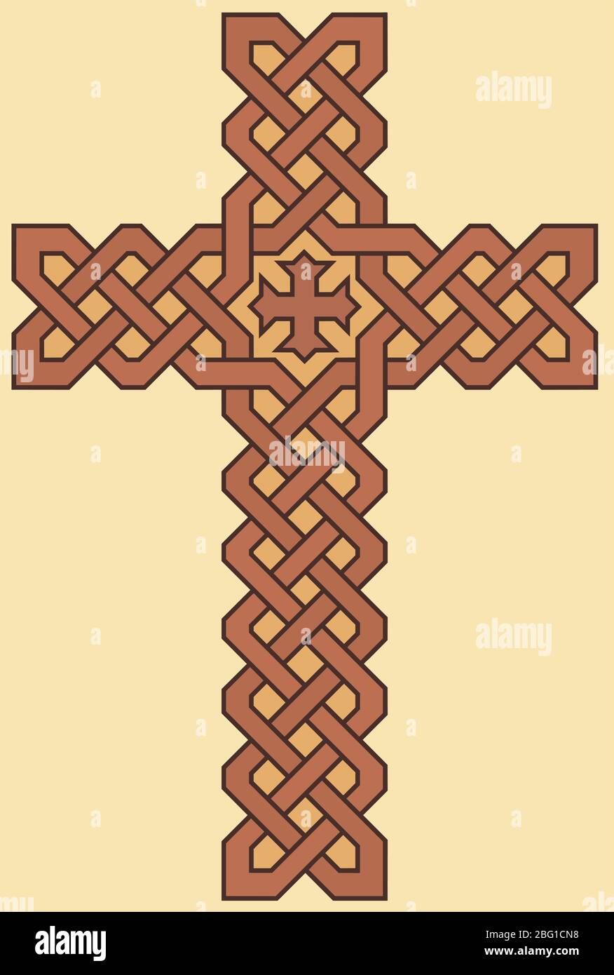 Coptic Line Cross design decorativo, arabisco e motivo, alta precisione, NO.36 Illustrazione Vettoriale