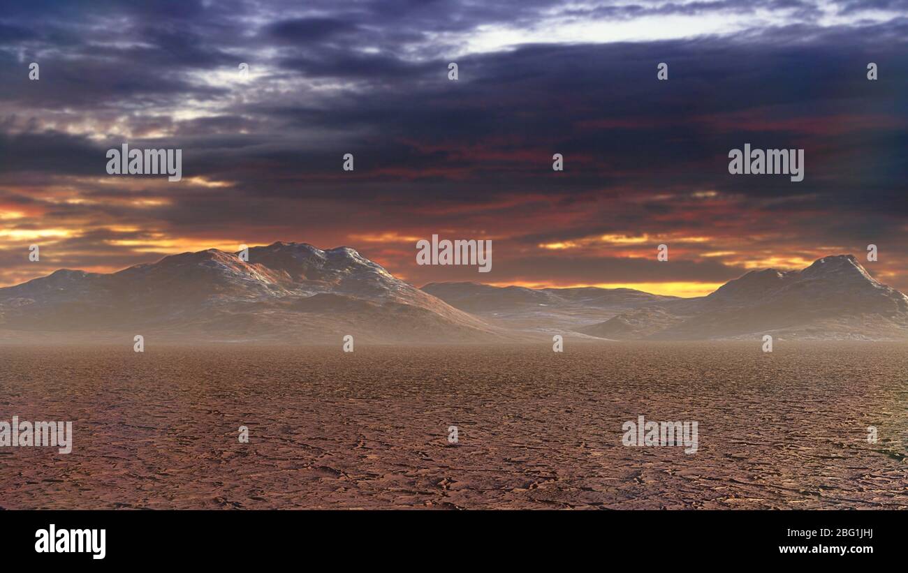 paesaggio desertico, crisi del cambiamento climatico, impatto del riscaldamento globale sulla natura Foto Stock