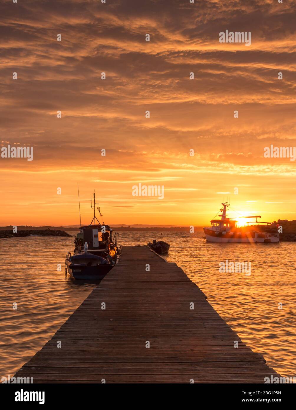 Tramonto alla cassaforte in barca Rosslare Wexford Foto Stock