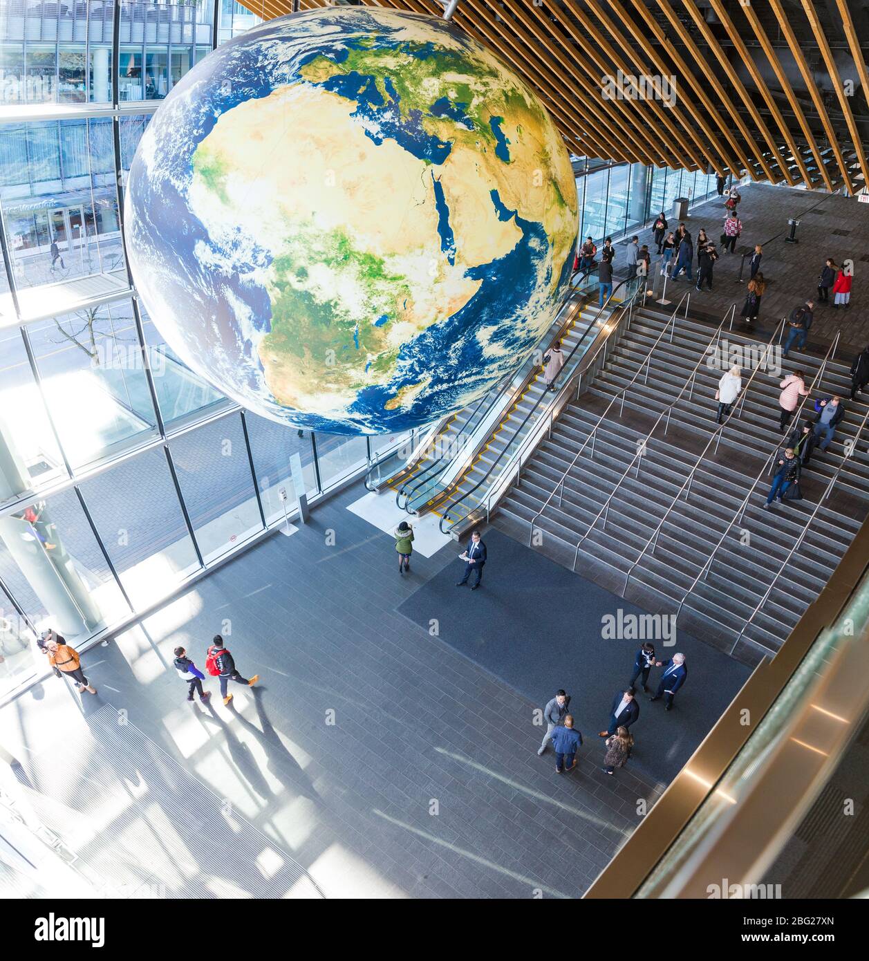 VANCOUVER, BC, CANADA - 28 FEBBRAIO 2020: Gli interni del Vancouver Convention Center. Foto Stock