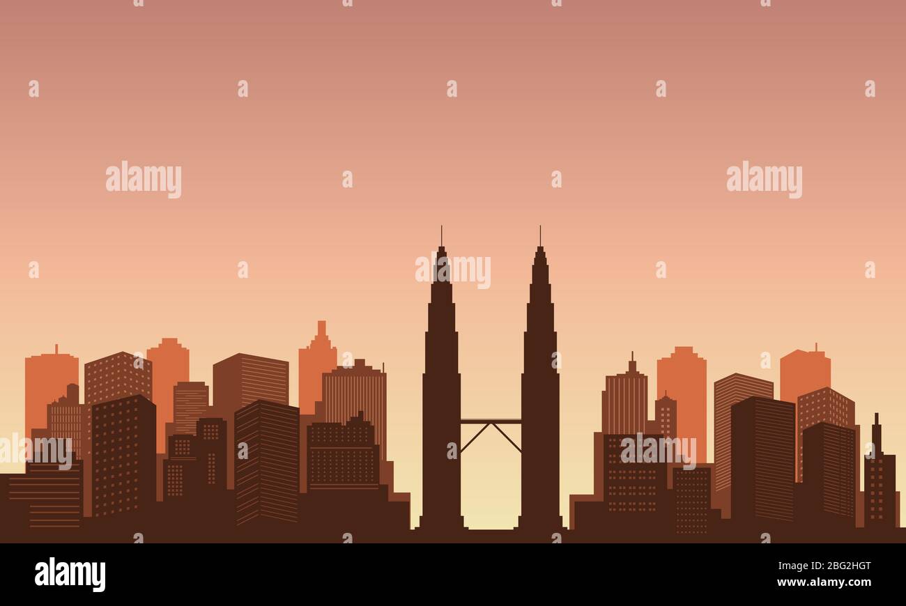 Sfondo in centro con il cielo del pomeriggio. Collezione urbana Illustrazione Vettoriale