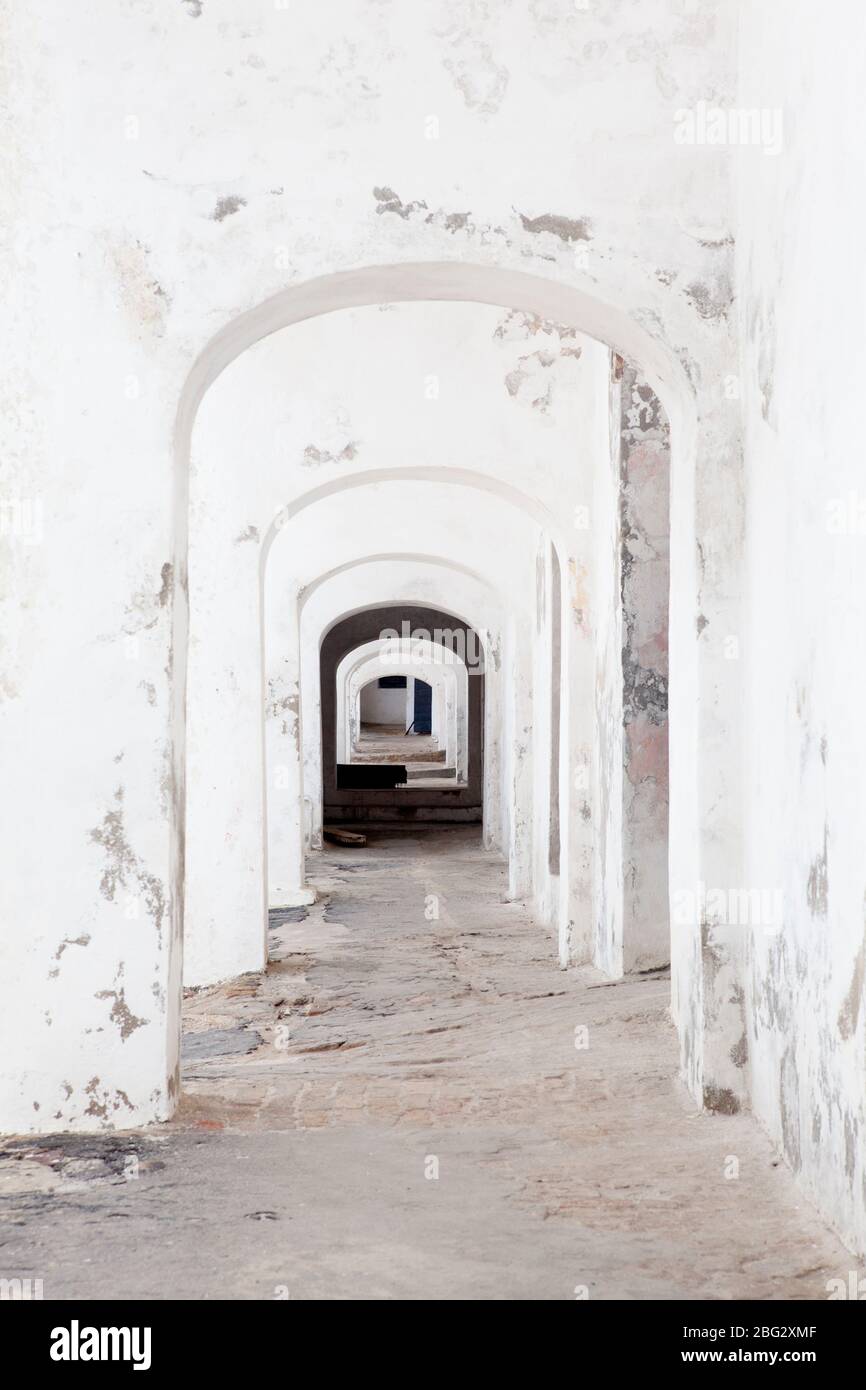 All'interno dello storico castello schiavo di Cape Coast sulla costa del Ghana. Foto Stock