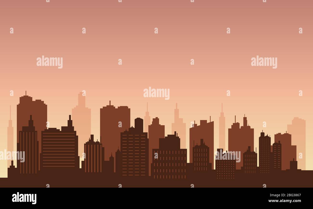 Sfondo in centro con il cielo del pomeriggio. Collezione urbana Illustrazione Vettoriale