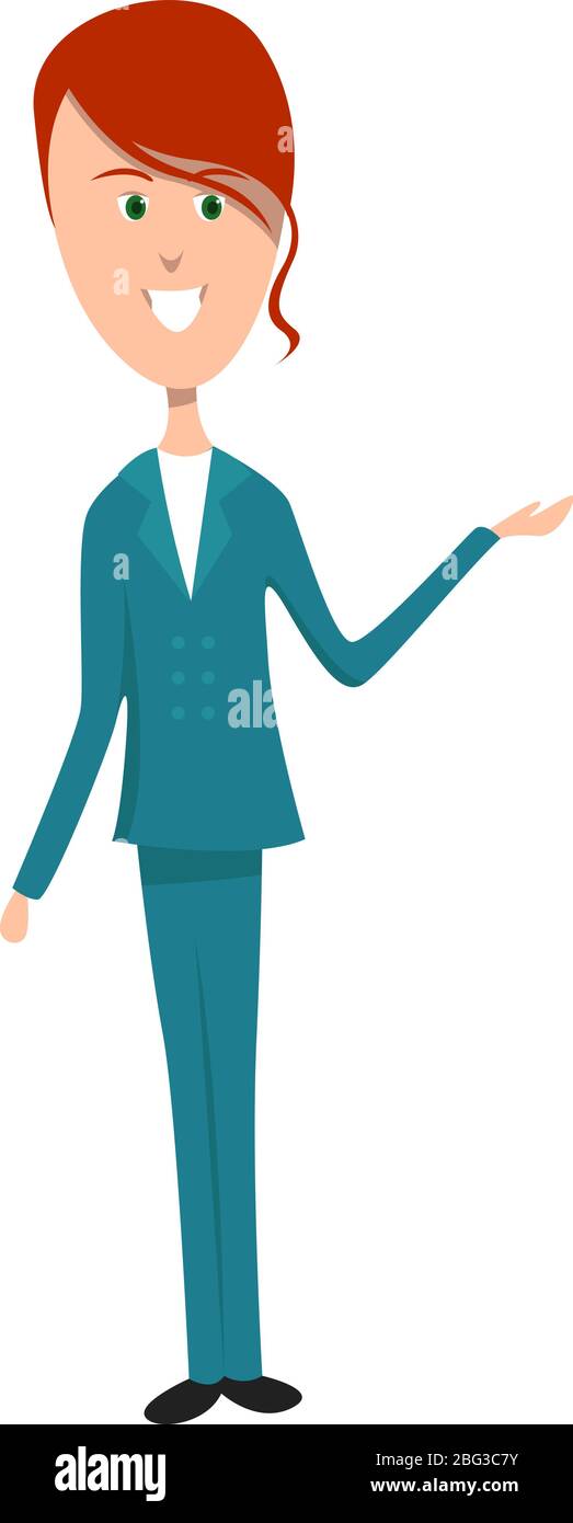 Donna che fa presentazione, illustrazione, vettore su sfondo bianco Illustrazione Vettoriale