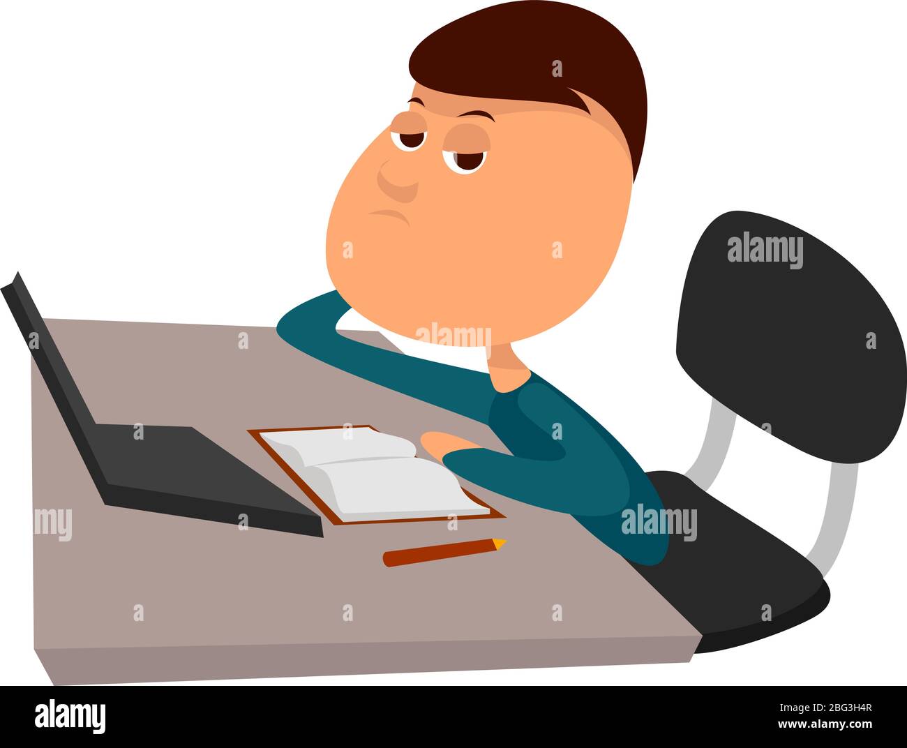 Uomo su lezioni online, illustrazione, vettore su sfondo bianco Illustrazione Vettoriale