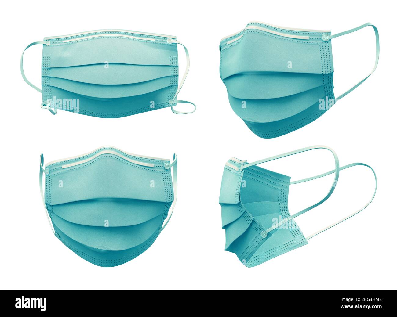 Alta risoluzione. Maschera medica isolata su sfondo bianco, protezione corona, con tracciato di ritaglio. rendering 3d Foto Stock