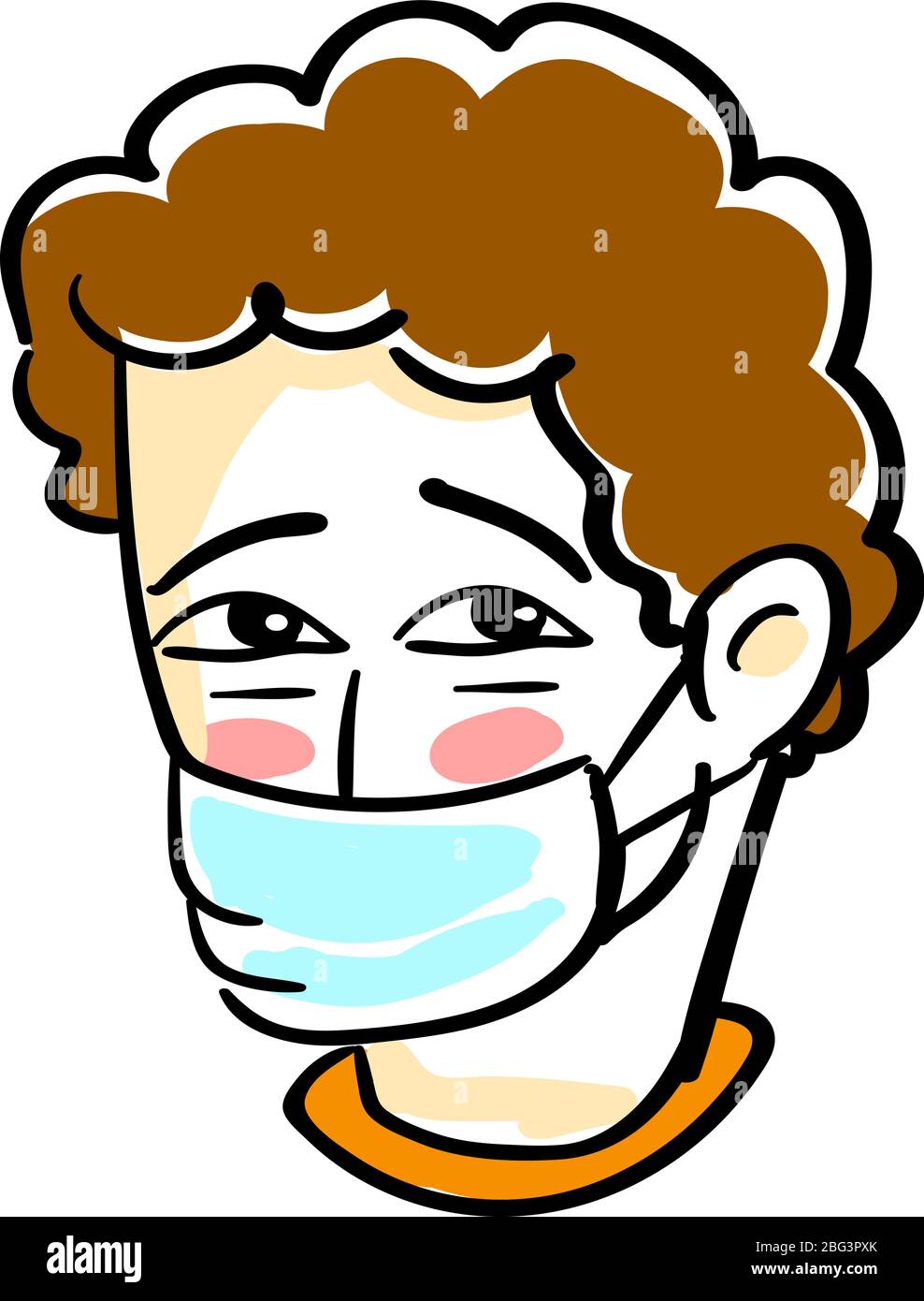 Capelli marroni ricci, illustrazione, vettore su sfondo bianco Illustrazione Vettoriale