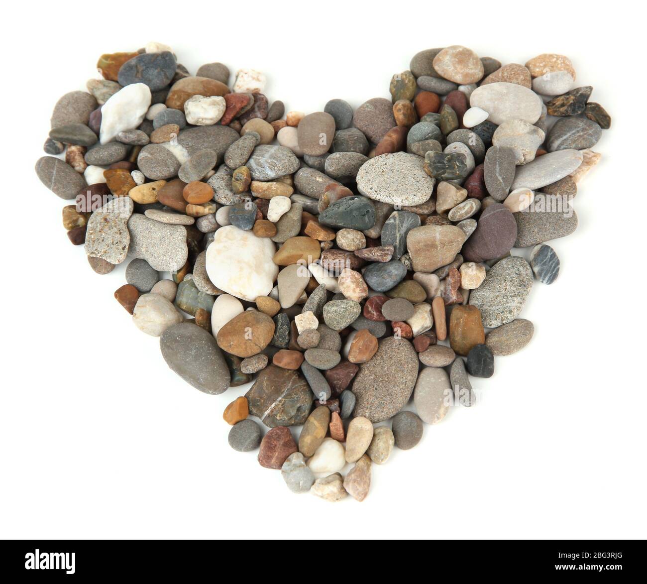 Pietre del mare cuore isolato su bianco Foto Stock