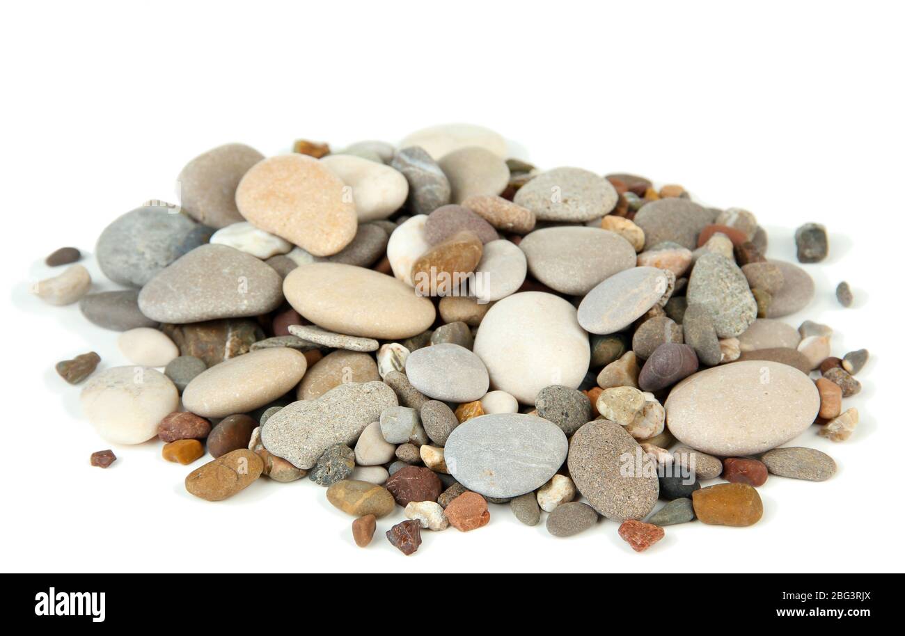 Pietre di mare isolato su bianco Foto Stock
