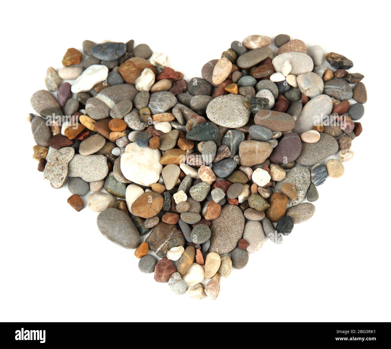 Pietre del mare cuore isolato su bianco Foto Stock