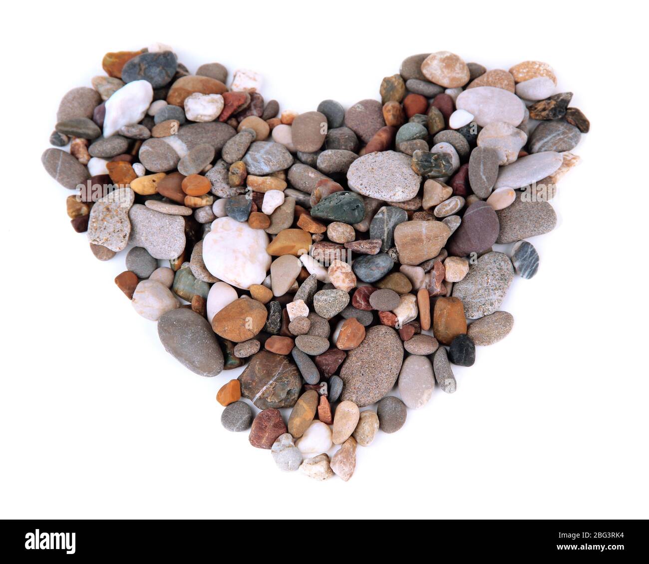Pietre del mare cuore isolato su bianco Foto Stock