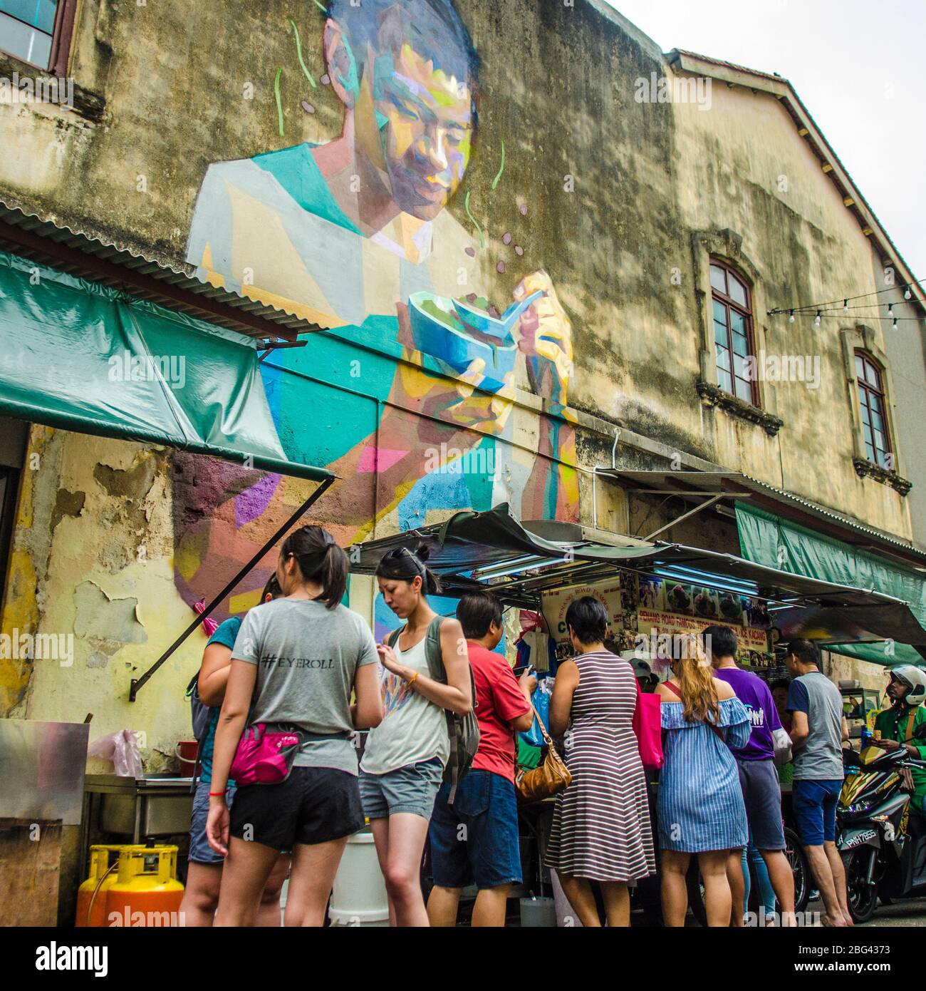 Bancarelle di cibo a George Town, Penang, Malesia Foto Stock