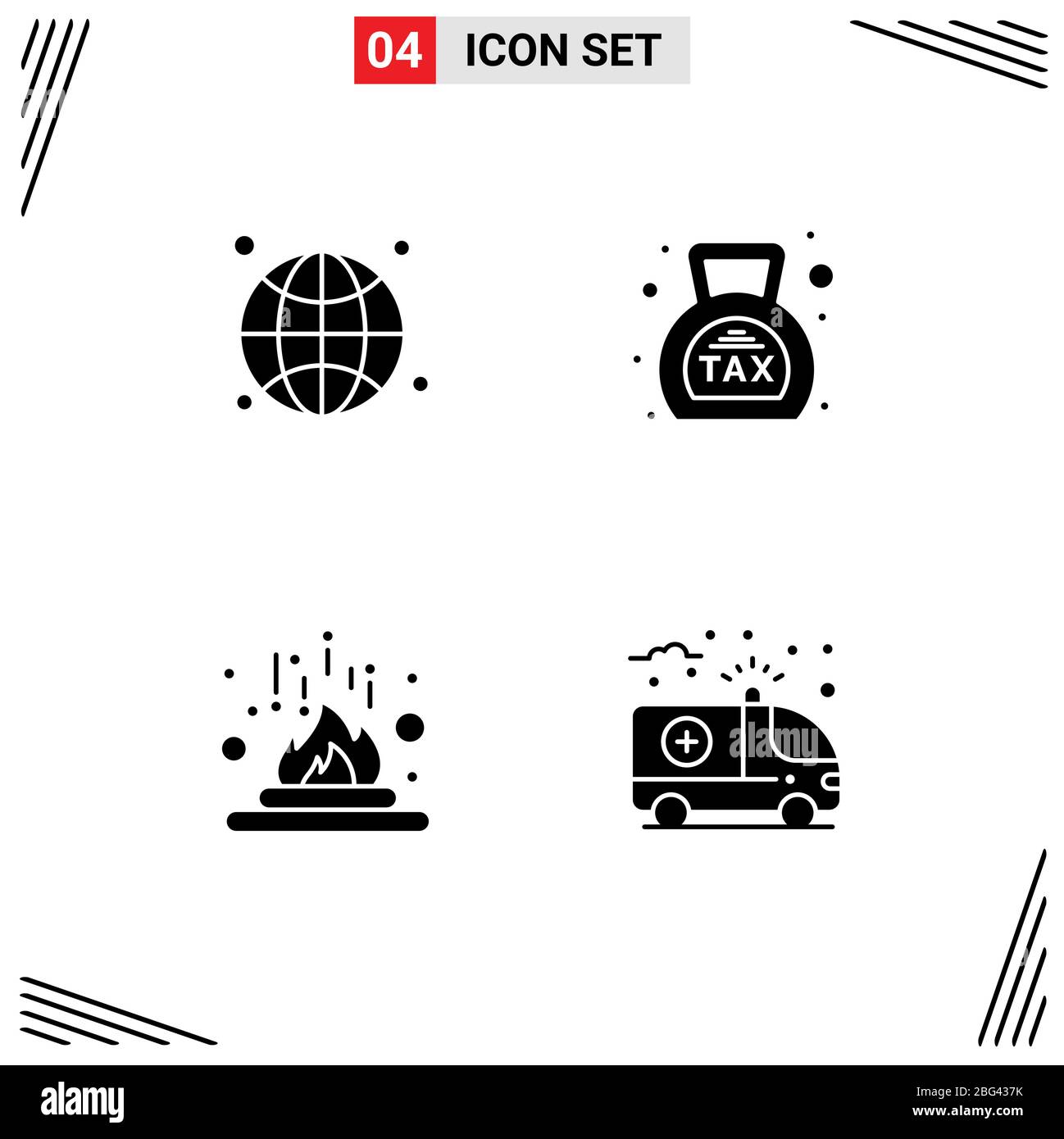 Universal Icon Symbols Group of Modern Solid Glyphs of Global, Chemical, Live, Finance, Heat Editable Vector Design Elements Illustrazione Vettoriale