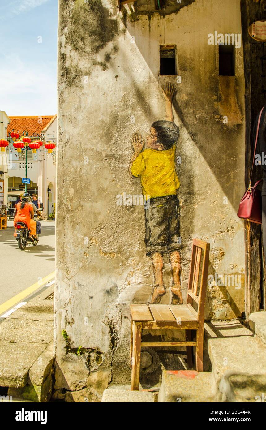 Street art a George Town, Penang, Malesia Foto Stock
