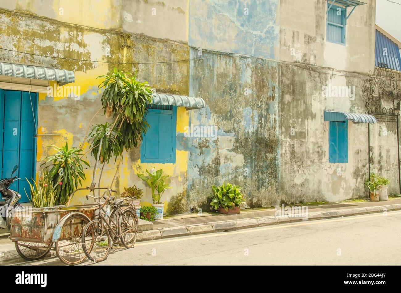 Risciò per le strade di George Town, Penang, Malesia Foto Stock