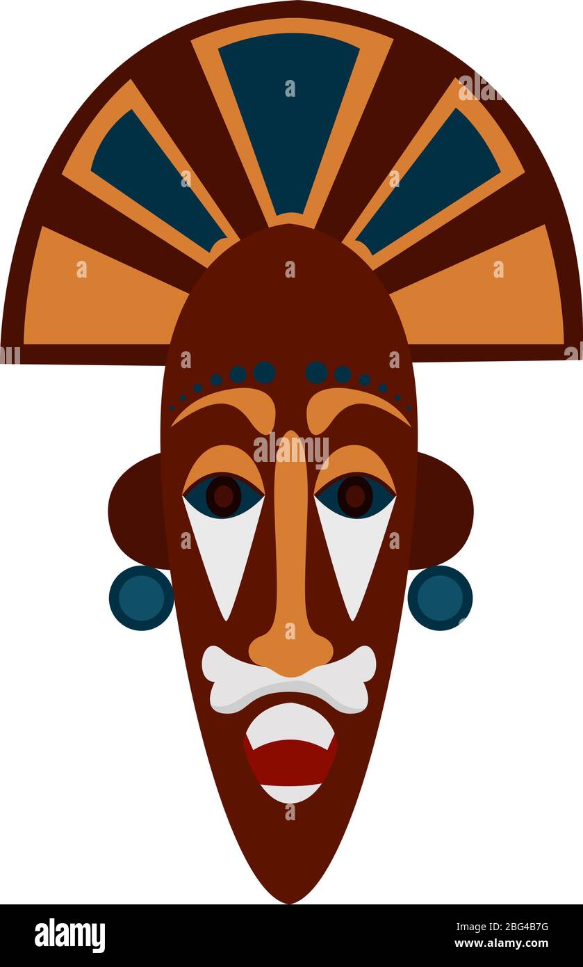 Maschera africana grande, illustrazione, vettore su sfondo bianco Illustrazione Vettoriale