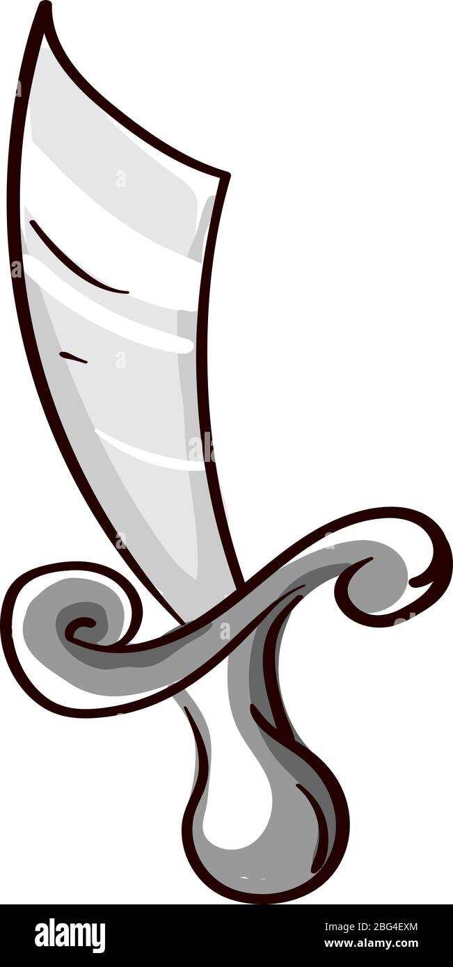 Spada pirata grigia, illustrazione, vettore su sfondo bianco Illustrazione Vettoriale