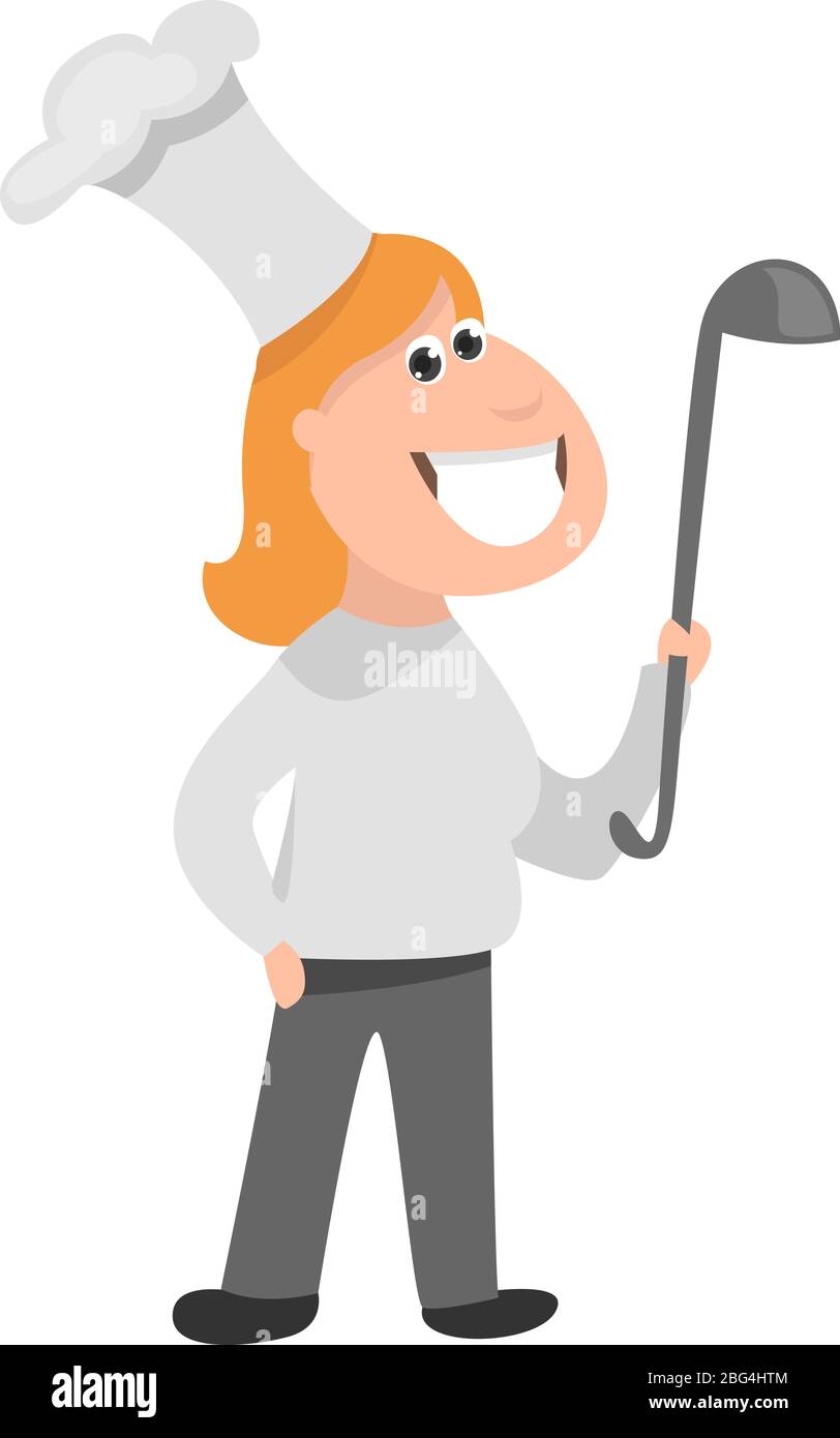 Chef in cucina, illustrazione, vettore su sfondo bianco Illustrazione Vettoriale