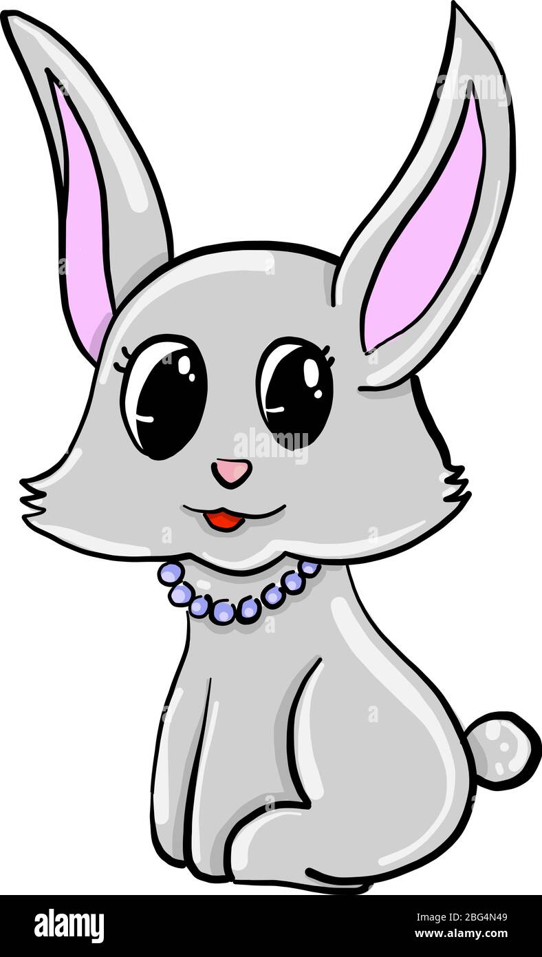 Coniglietto con gioielli, illustrazione, vettore su sfondo bianco Illustrazione Vettoriale