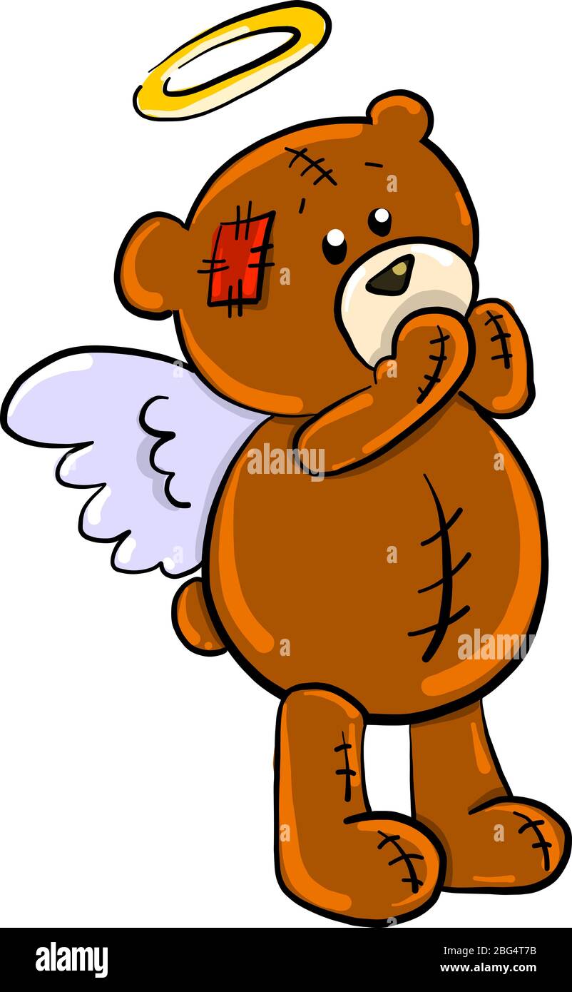 Orso con ali, illustrazione, vettore su sfondo bianco Illustrazione Vettoriale