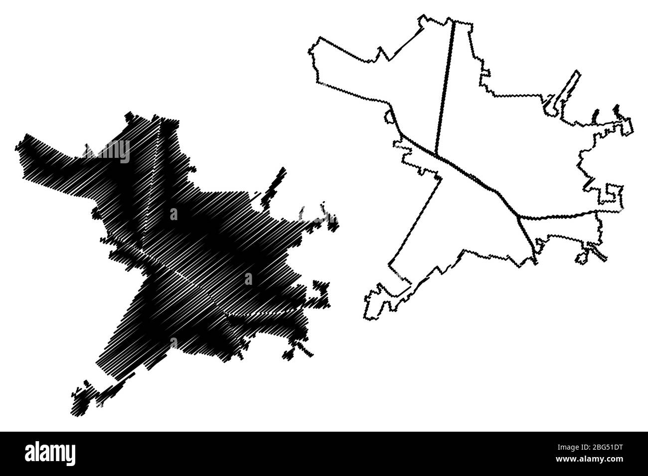 Città di Ferrara (Repubblica Italiana, Emilia-Romagna) mappa vettoriale illustrazione, schizzo di scribble Città di Ferrara amap Illustrazione Vettoriale