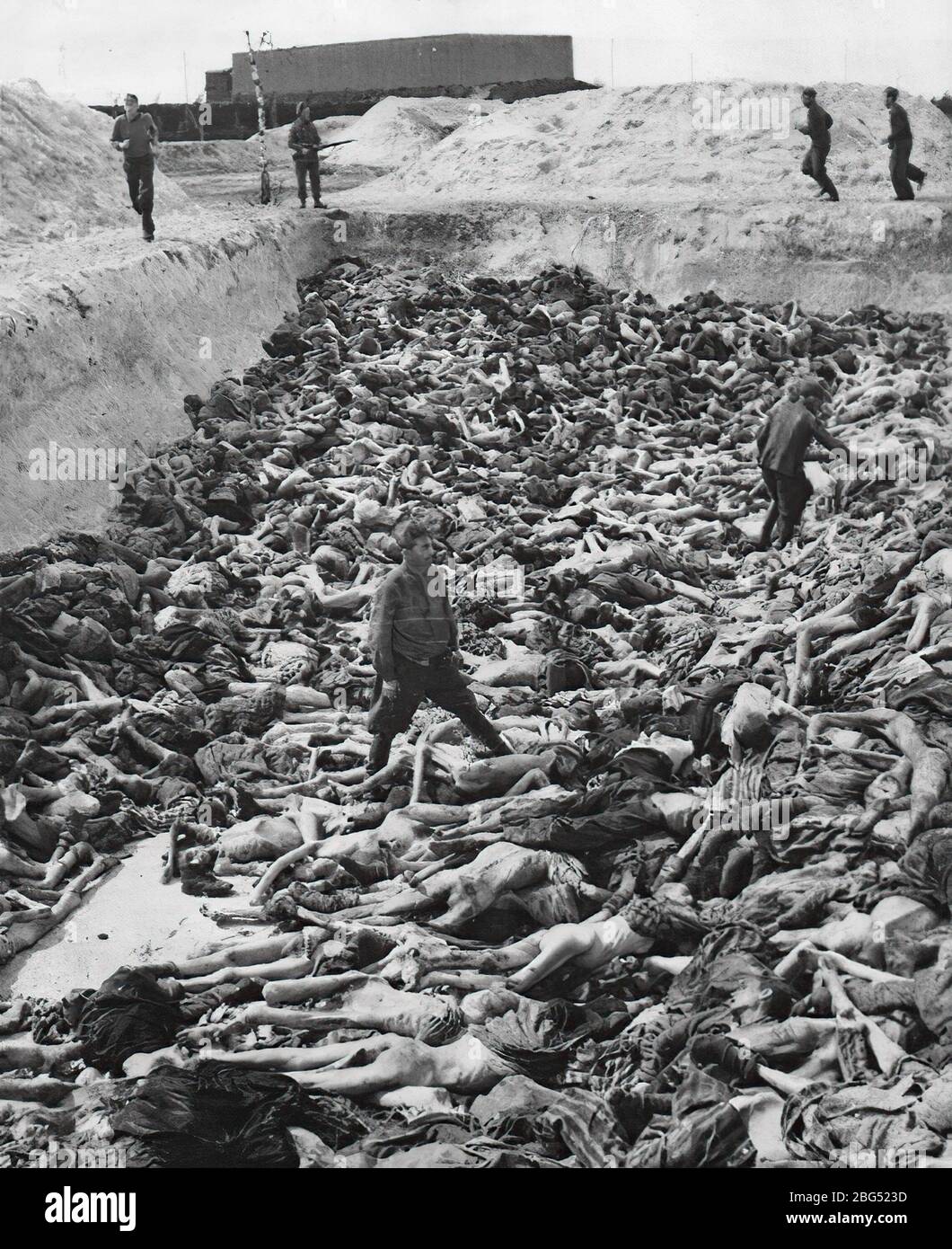 Documentario sulla seconda guerra mondiale. Campo di concentramento Bergen-Belsen Foto Stock