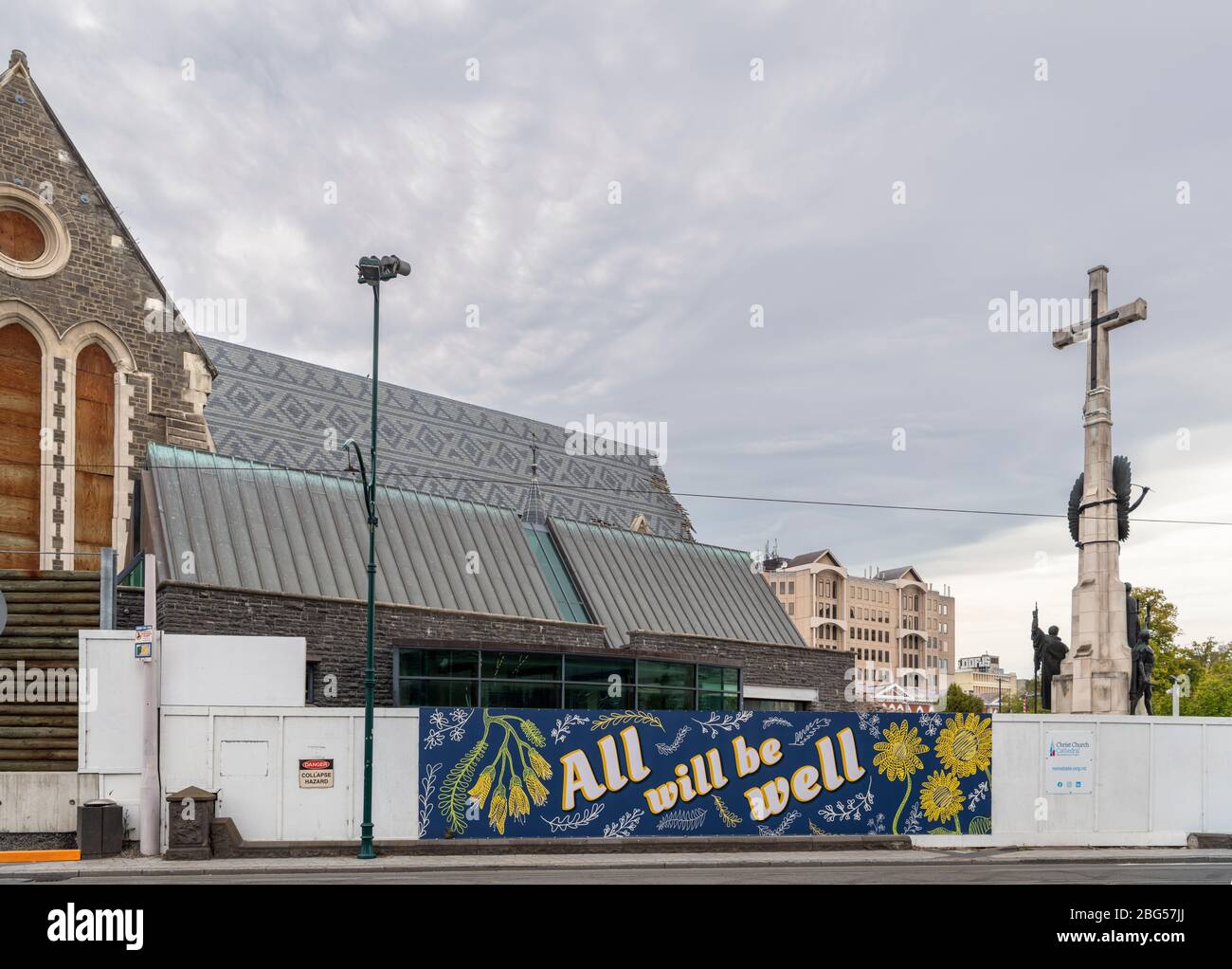 Le rovine della cattedrale di Christchurch, danneggiato nel terremoto del febbraio 2011, Cathedral Square, Christchurch, Nuova Zelanda Foto Stock