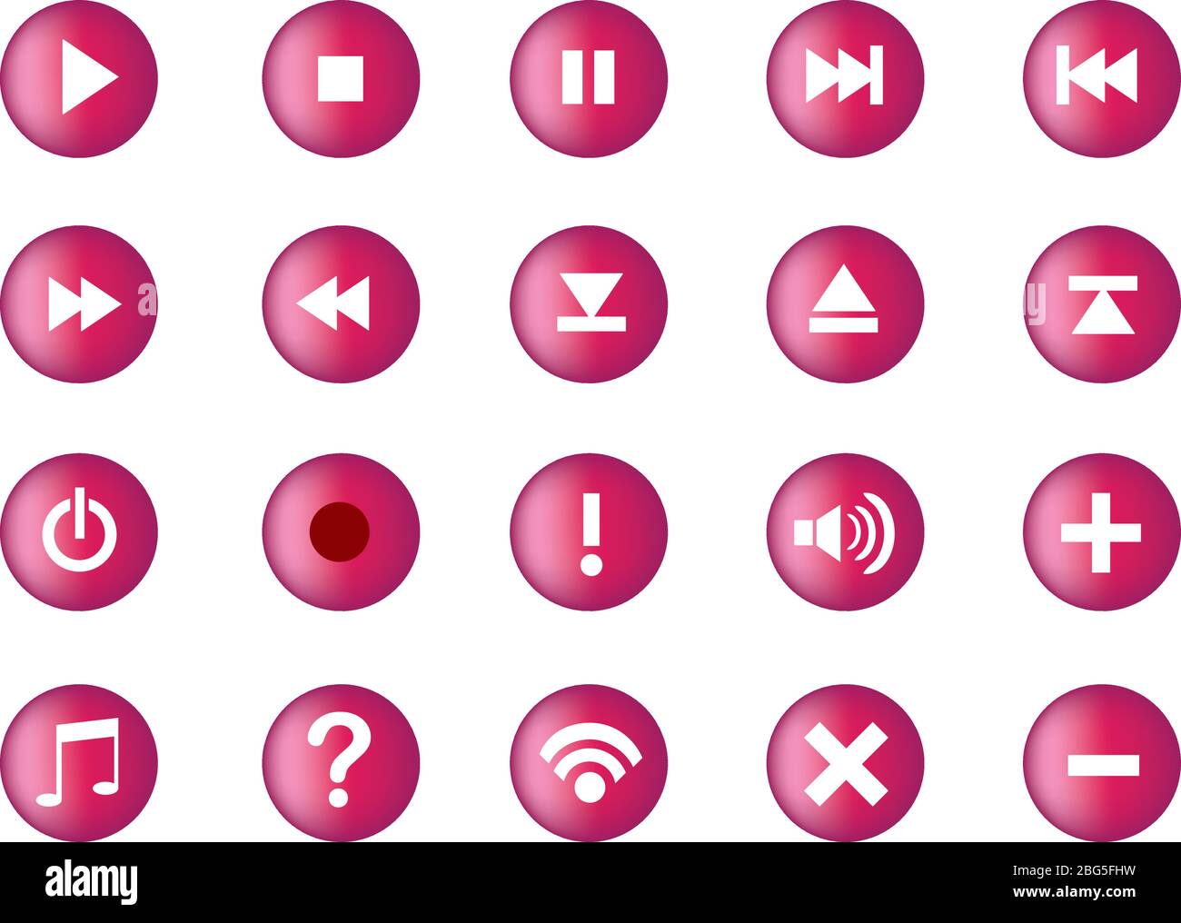 Raccolta di icone e pulsanti dell'interfaccia utente del computer per la tecnologia multimediale. Illustrazione vettoriale isolata su sfondo bianco. Illustrazione Vettoriale
