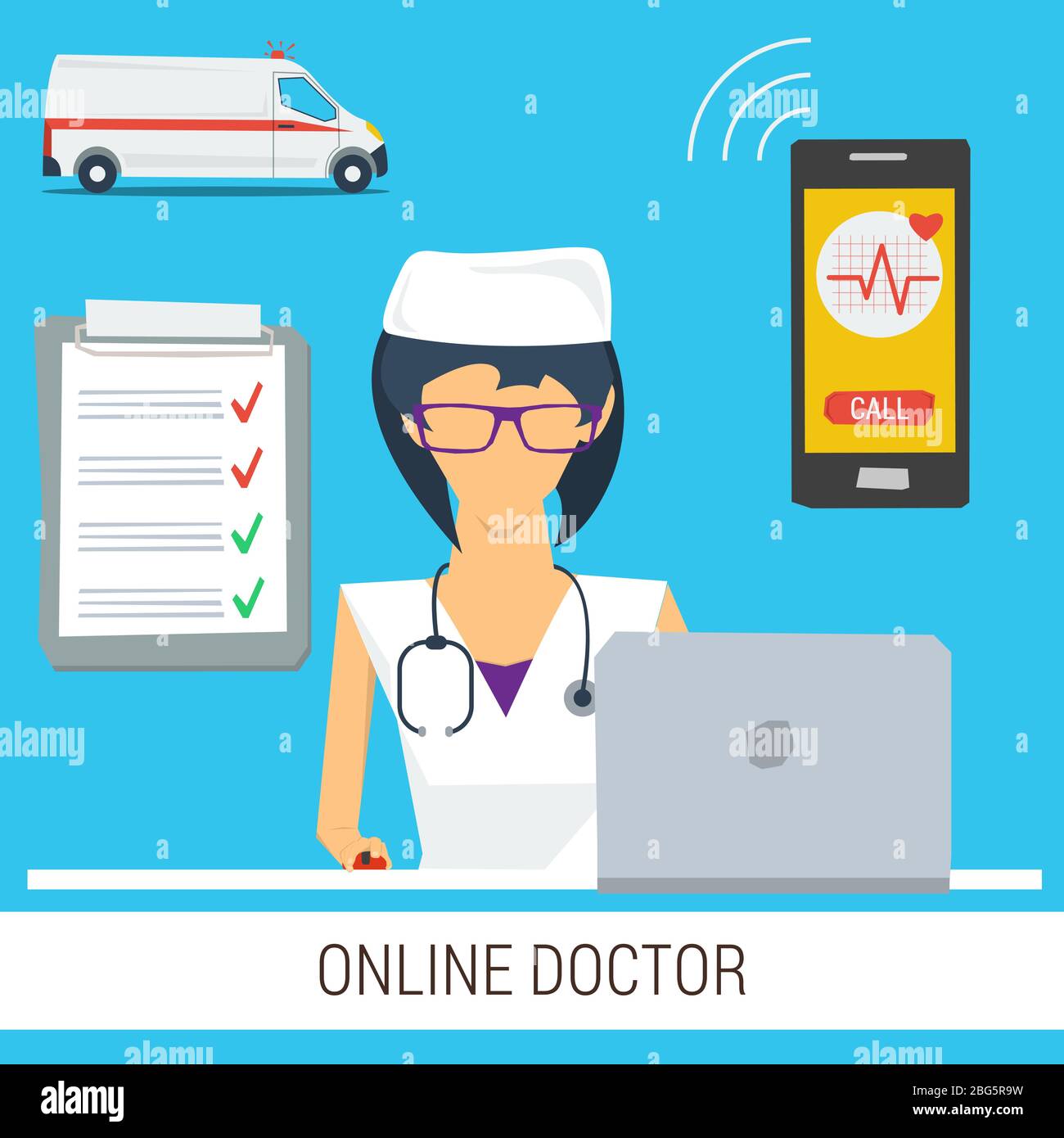 Concetto di consultazione medico online Illustrazione Vettoriale