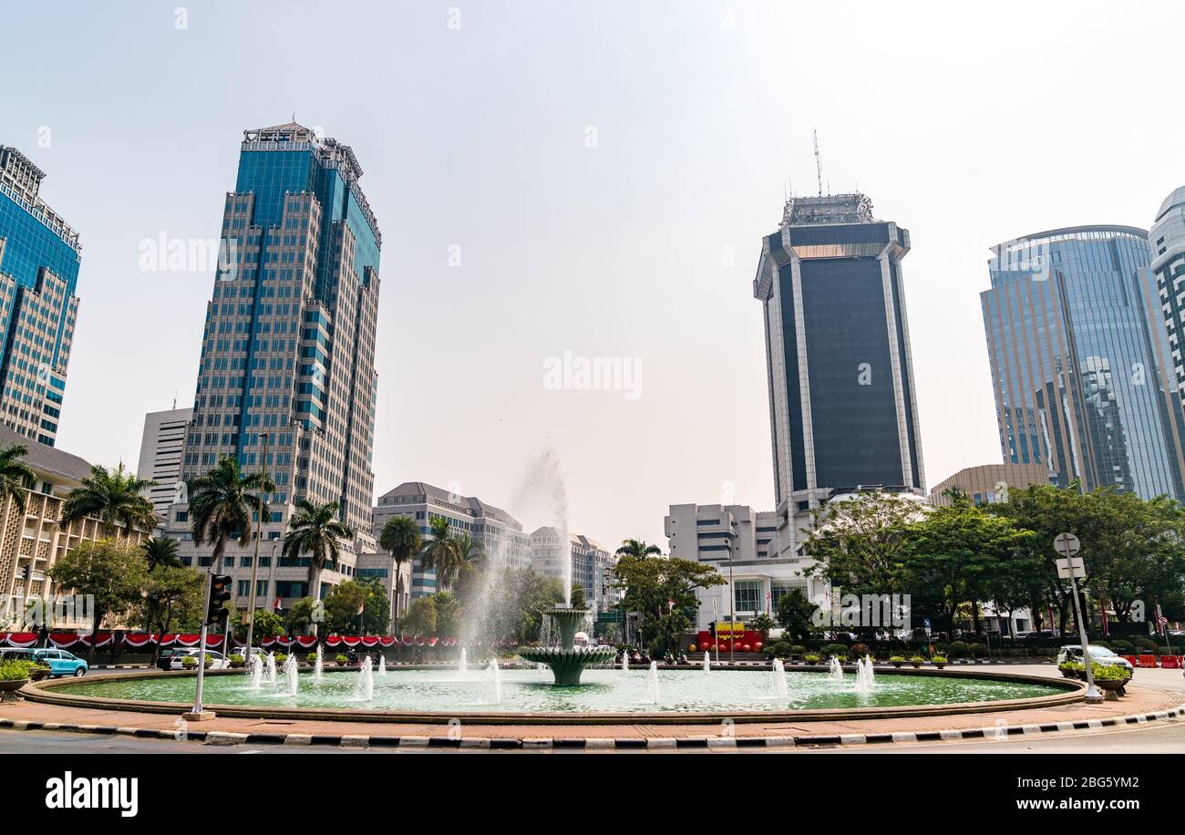 Fontana nel centro di Jakarta, Indonesia Foto Stock