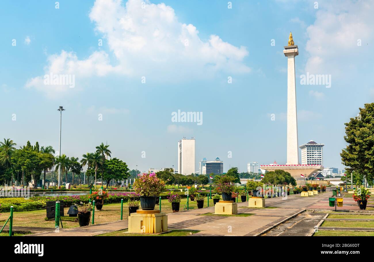 Il Monumento Nazionale di Giacarta, Indonesia Foto Stock
