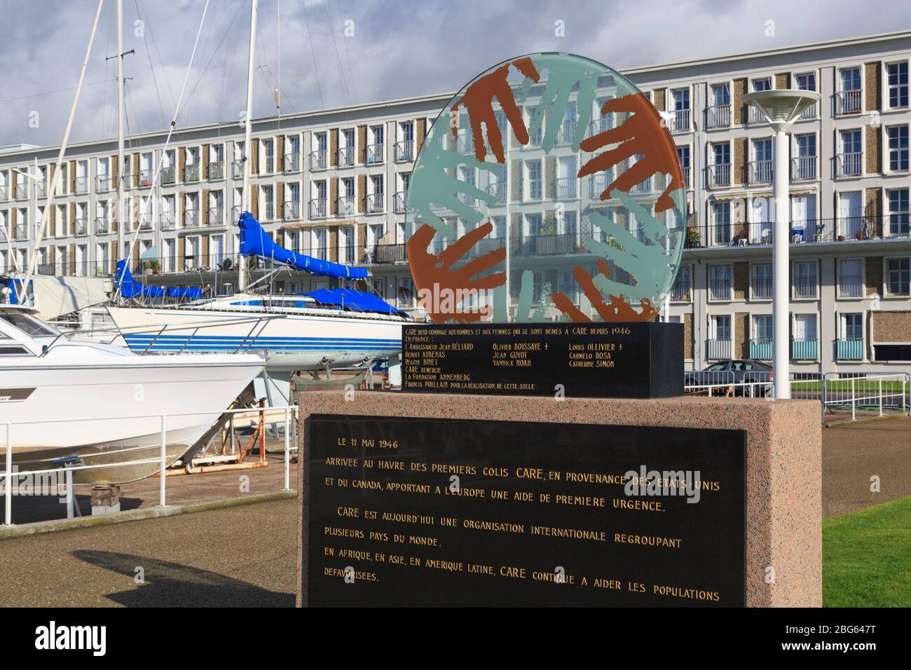 Monumento di cura sul lungomare,Le Havre,Normandia,Francia,l'Europa Foto Stock