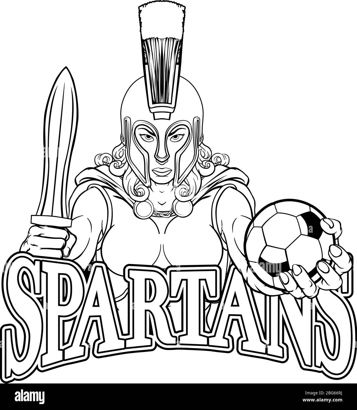 Spartan Trojan Gladiator calcio donna guerriero Illustrazione Vettoriale