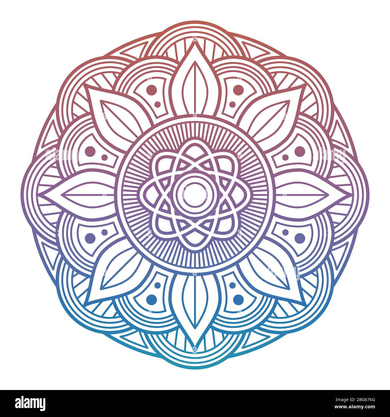 Colorato mandala fiore. Elemento decorativo stampabile arabo, indiano, asiatico isolato su bianco. Illustrazione vettoriale Illustrazione Vettoriale