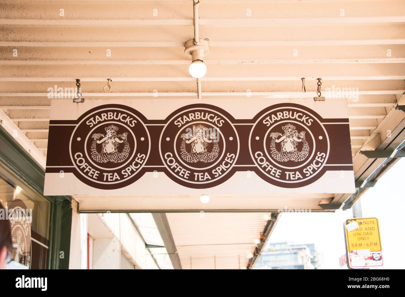 Starbucks originale a Seattle, Washington Foto Stock