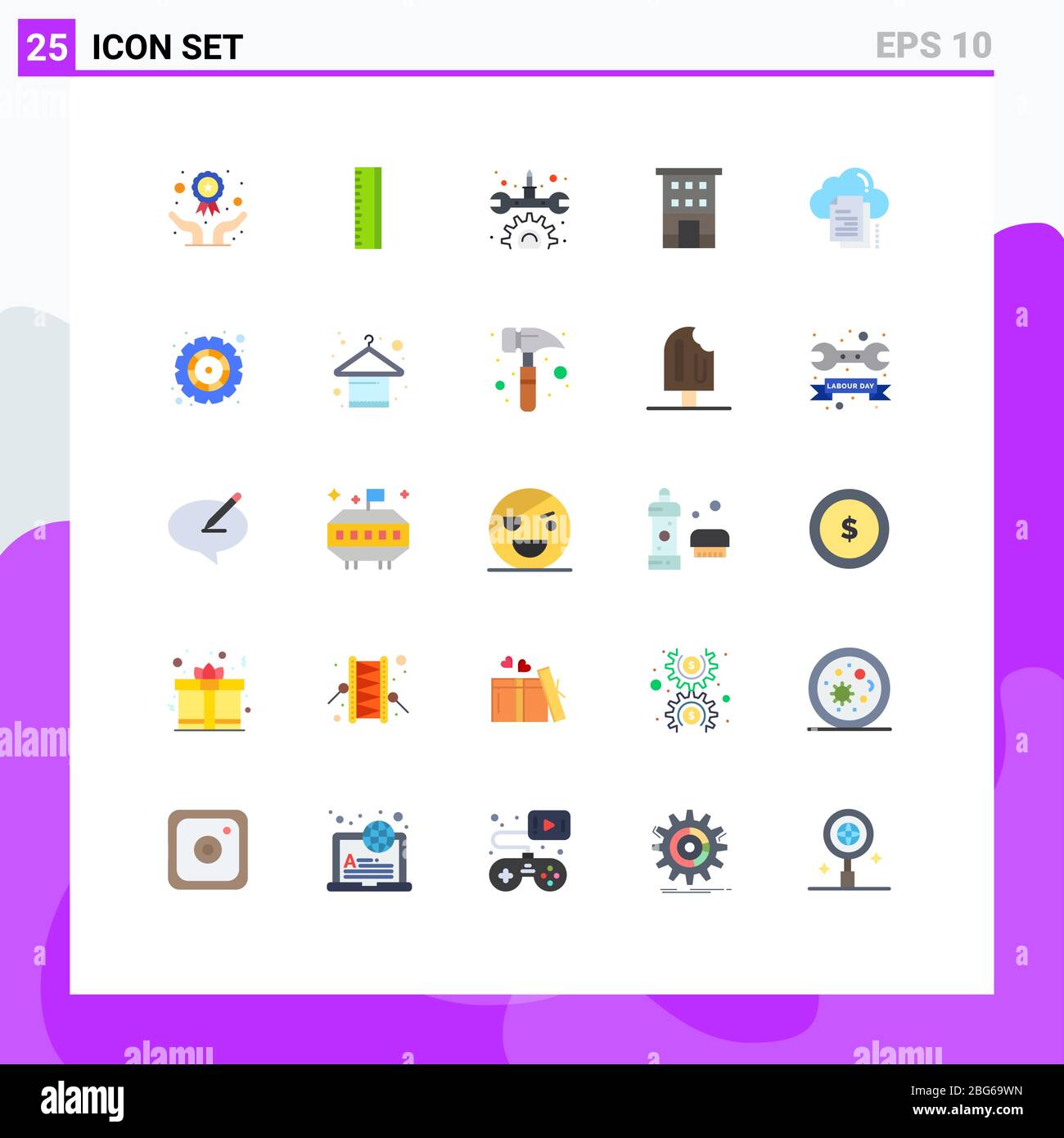 Set di 25 icone moderne dell'interfaccia utente simboli per copia, dati, manutenzione, negozi, elementi di progettazione vettoriale editabili Illustrazione Vettoriale