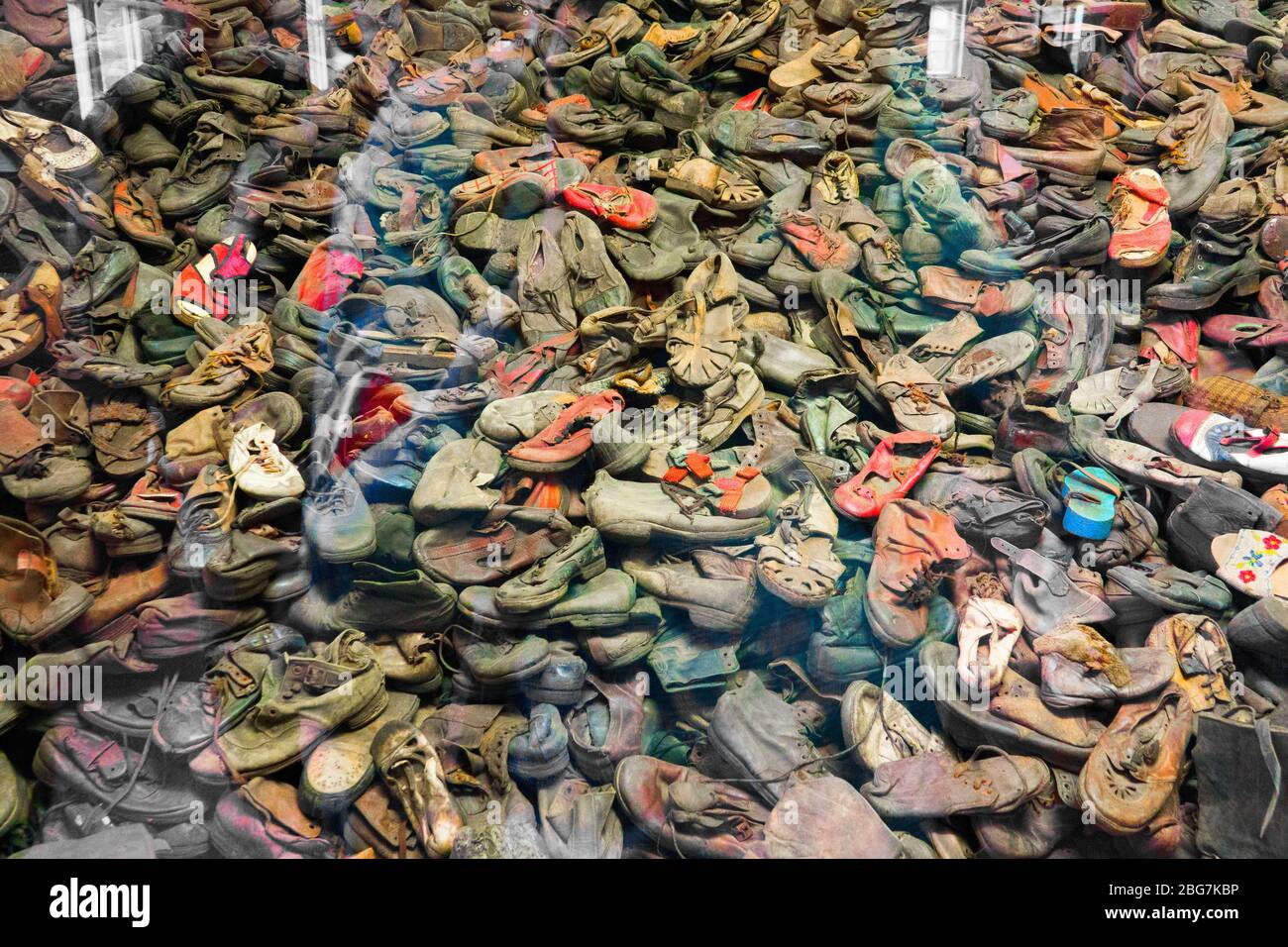 Campo di concentramento di Auschwitz Birkenau Oświęcim Museo Scarpe Polonia meridionale Europa UE UNESCO Foto Stock