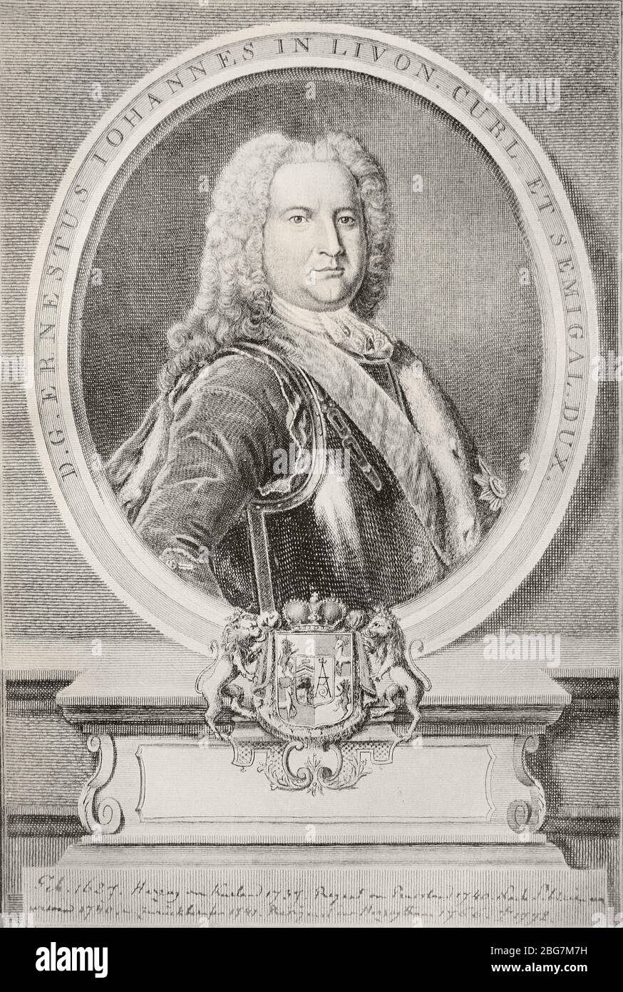 Ritratto di Ernst Johann von Biron. Fu duca di Courland e Semigallia (1737-1740 e 1763-1769) e reggente brevemente dell'Impero russo nel 1740. Foto Stock