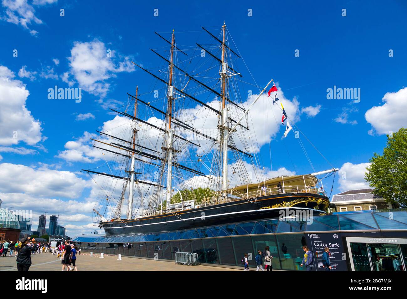 Cutty Sark Tea Ship Greenwich England prime Meridian Zero Longitude Hemisferes London UK Europe EU Foto Stock