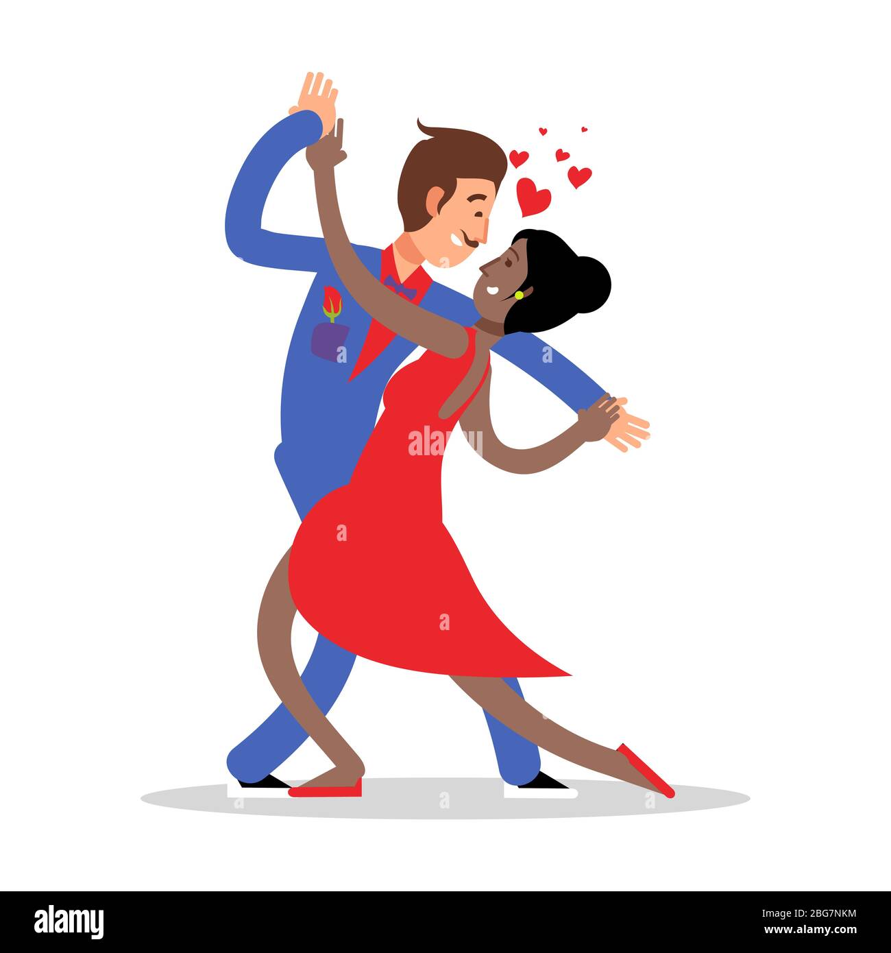 Personaggio Cartoon coppia danza illustrazione vettoriale isolato su sfondo bianco Illustrazione Vettoriale