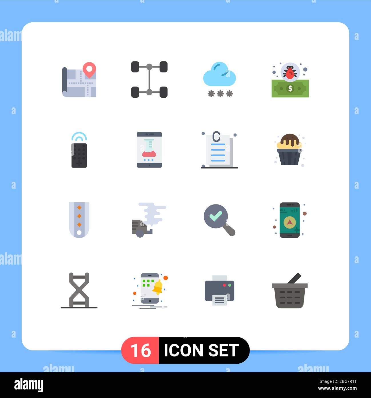 16 icone creative segni moderni e simboli di laboratorio online, app di laboratorio, meteo, tv, controllo pacchetto editabile di elementi Creative Vector Design Illustrazione Vettoriale