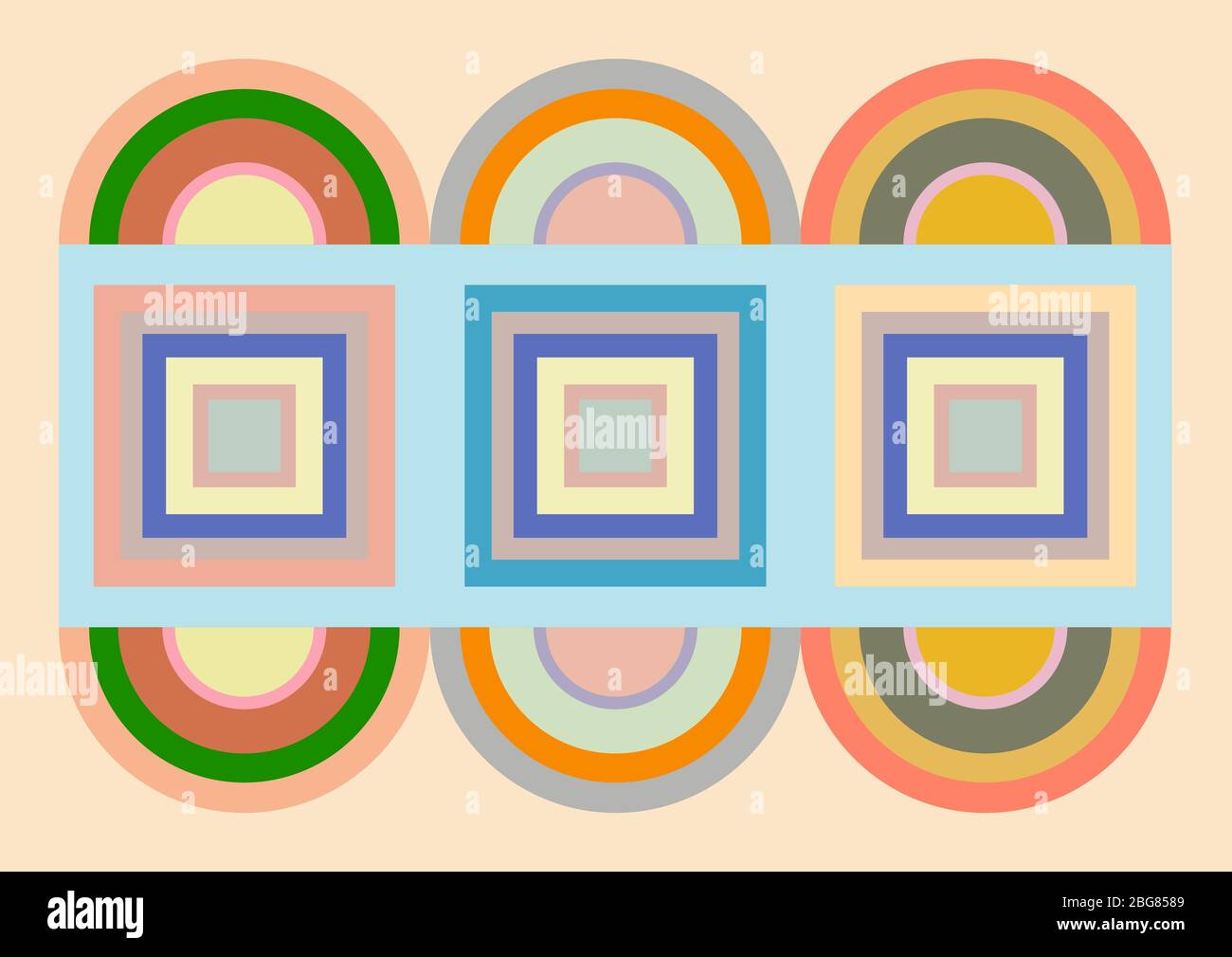 Retro cerchio Illustrazione Grafica Arte lavoro sfondo Design risorse elemento Blu giallo arancione Grigio Foto Stock