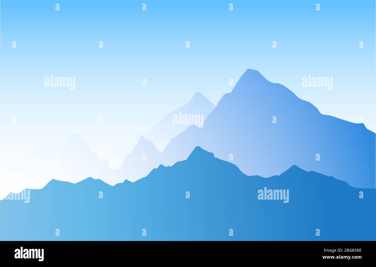 Paesaggio montano di colore blu con creste a strati. Illustrazione di Nature Vector con spazio per la copia per la compagnia di viaggio Illustrazione Vettoriale