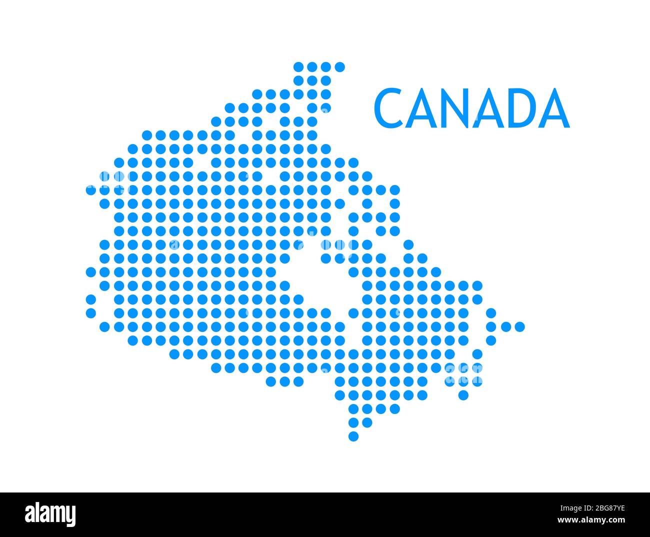 Profilo vettoriale del Canada in blu creativo pixelated stile. Silhouette della mappa dei contorni canadese. Illustrazione Vettoriale