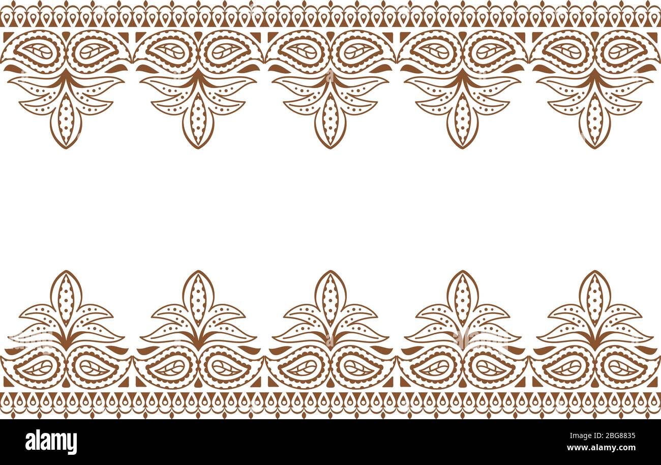 Sfondo Mehndi. Ricamo indiano disegno wuth hennè ornamento. Ornamento di merletti indiani henné sfondo di nozze, illustrazione vettoriale Illustrazione Vettoriale
