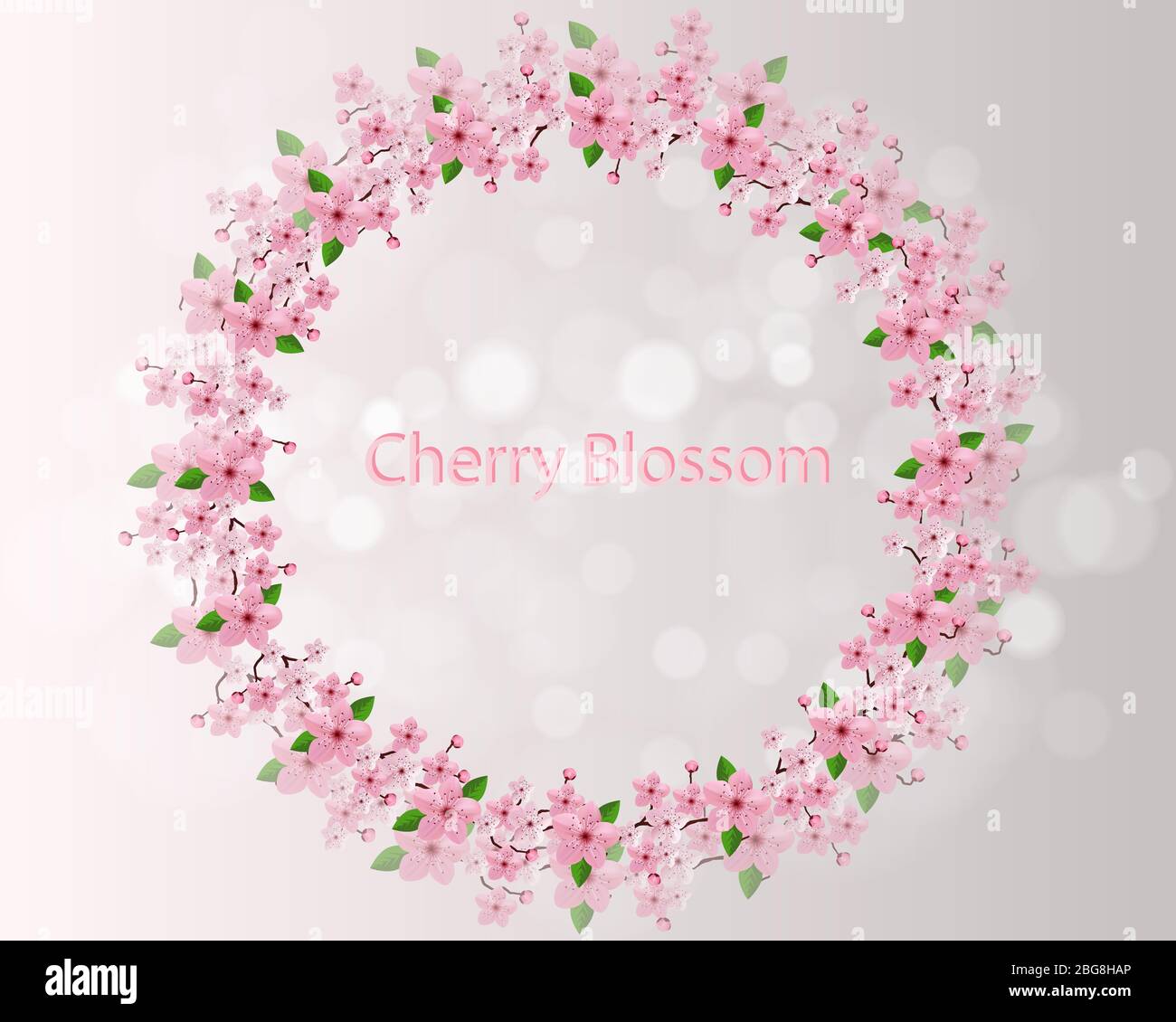 Fiori di animazione ciliegia. Sfondo ideale del titolo. Primavera che cade fair. Telaio con rami di ciliegio in fiore. Invito clip commercial.Japanese fiori su sfondo luminoso e sfocato bello. Illustrazione Vettoriale