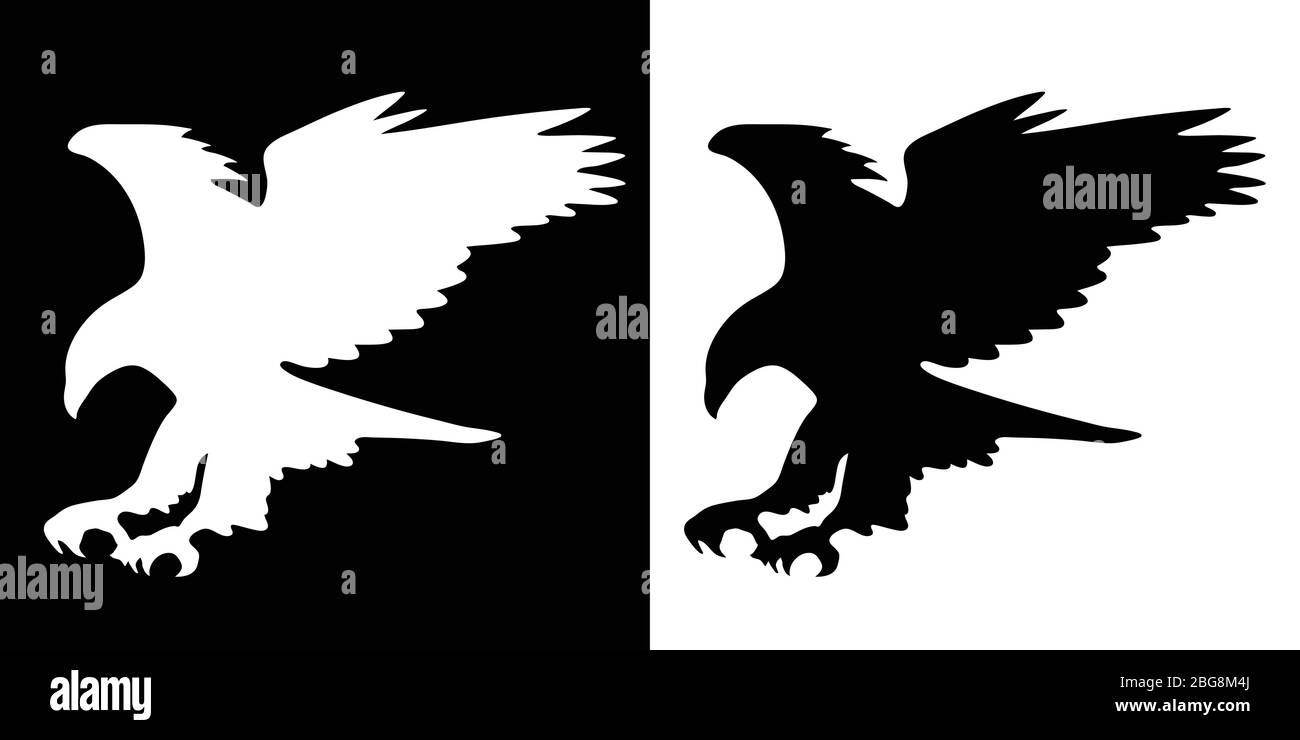 Maestosa Aquila in silhouette di volo, Wings Spread, vettore isolato Illustrazione Vettoriale