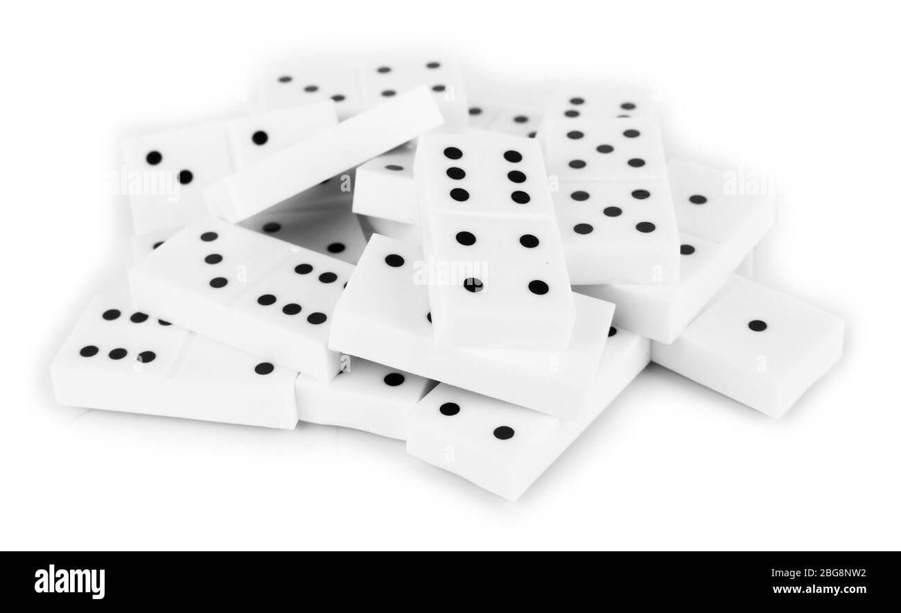 Dominos isolato su bianco Foto Stock